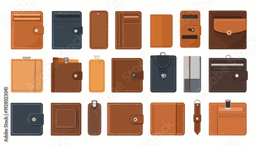 Collection of Various Leather Wallets and Accessories.