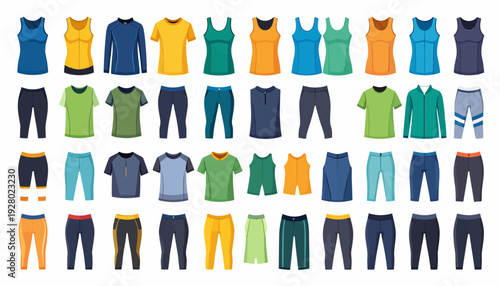 Collection of Various Sportswear and Activewear.