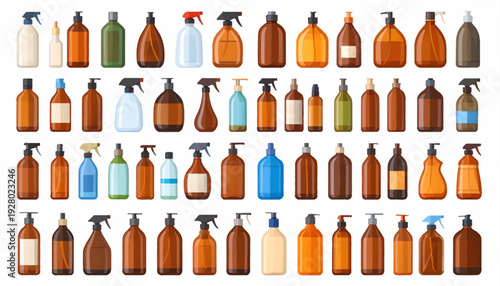 Collection of Various Spray Bottles and Containers.