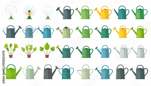 Collection of Watering Cans in Various Colors.