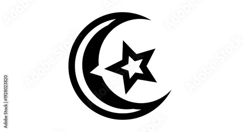 Islamic crescent moon and star icon