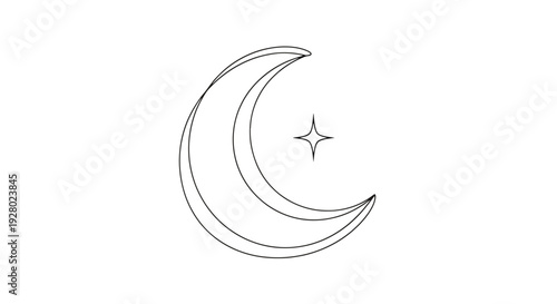 Crescent moon and star icon