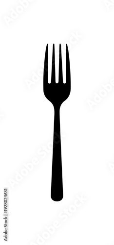 Silhouette of a black fork on a white background