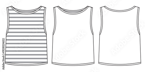Tank crop top technical fashion illustration