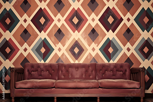 Abstract geometric Bauhaus pattern poster with overlapping shapes and primary colors. Minimalist design. Vector art