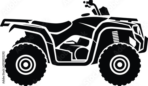 Quad bike ATV silhouette side view isolated on white background black vector illustration off road all terrain vehicle