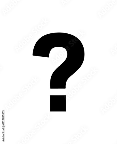 A large black question mark silhouette on a white background