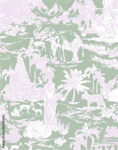 botanic seamless pattern with exotic flowers and leaves, hand drawn background. floral pattern. Tile with tropical leaf