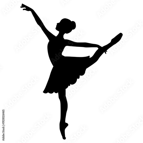 Graceful Ballet Dancer Silhouette in Elegant Pose - Adobe Stock Illustration