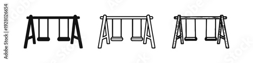 Kids Playground Swing Set Icon Collection