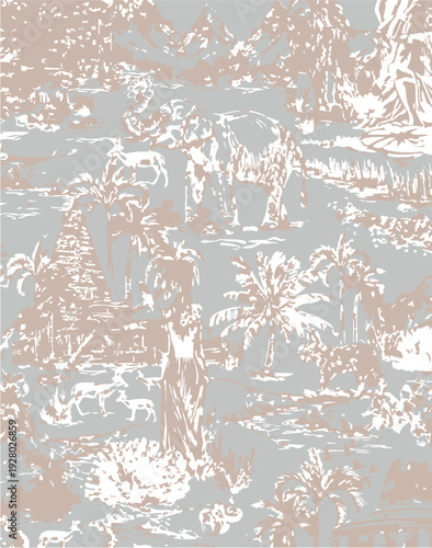 botanic seamless pattern with exotic flowers and leaves, hand drawn background. floral pattern. Tile with tropical leaf