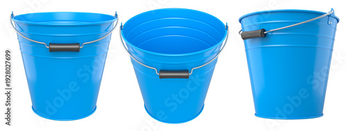 Wallpaper Mural Set of metal buckets with plastic handles isolated on white background, concept of tools, storage, or gardening Torontodigital.ca