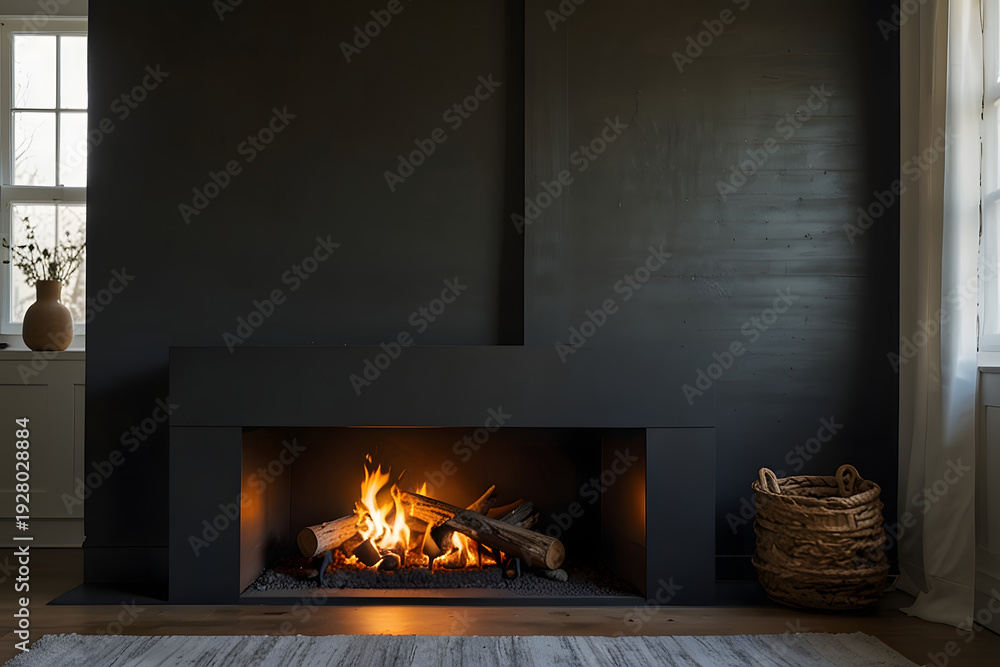 Fototapeta premium fireplace with burning candles