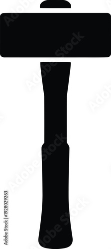 Black silhouette of a sledgehammer with a thick rectangular head tool construction