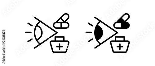 Eye Treatment Icon Collection line & Mixed Style icon 