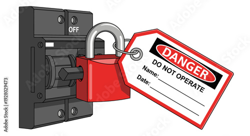 Lockout tagout device with danger do not operate tag