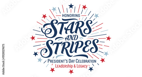 Patriotic President's Day badge isolated on White Background