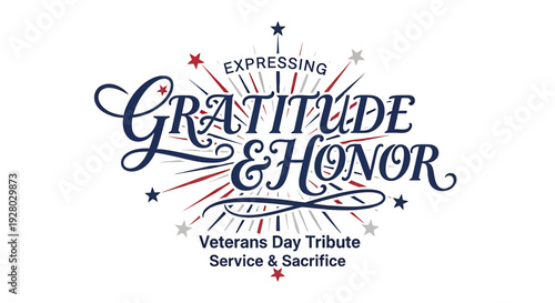 Veterans Day tribute logo, expressing gratitude and honor isolated on White Background