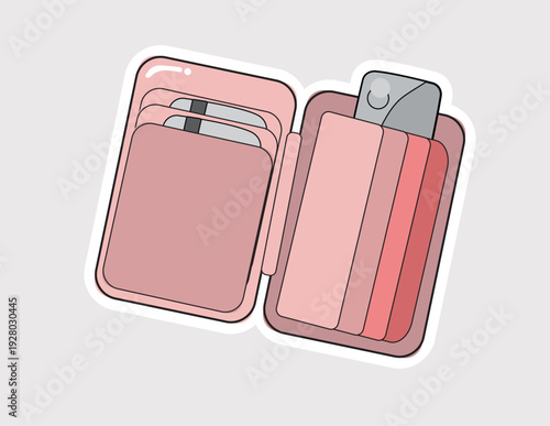 Wallet sticker with visible credit cards representing digital payments. Perfect for e-commerce checkout icons, banking apps, and financial management tools