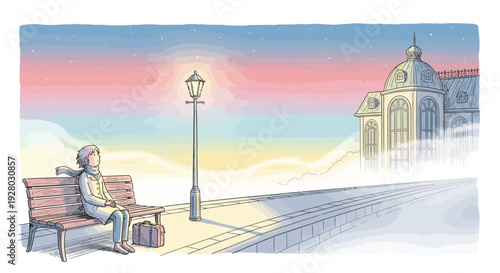 Woman Sitting Alone on a Bench.