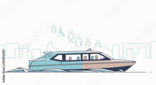 Luxury Yacht Illustration with People Onboard.