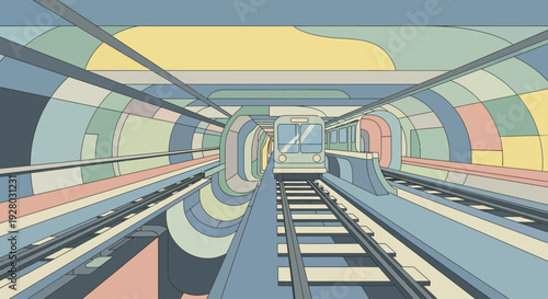 Futuristic Subway Station with Modern Architecture.