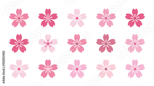 Pink Flowers Pattern on White Background.