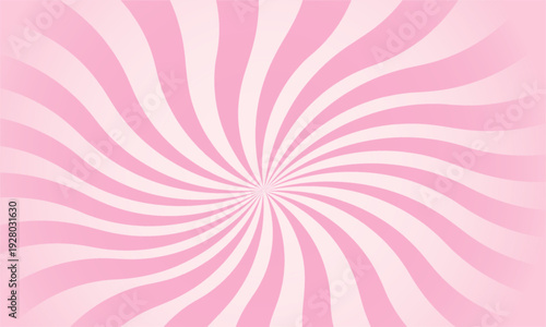 Candy color sun rays background. Abstract pink beige sun rays design wallpaper. Colorful swirling lines for templates, banners, posters, flyers. Vector background.