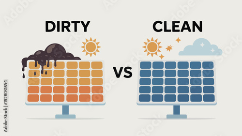Dirty Solar Panel vs Clean Solar Panel.