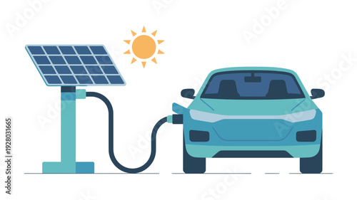 Electric Car Charging from Solar Panel.