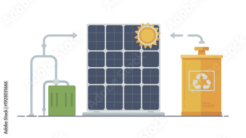 Solar Panel Renewable Energy System Illustration.