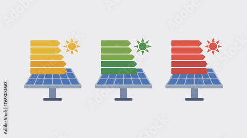 Colorful Batteries on Solar Panels.