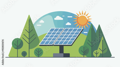 Solar Panel Renewable Energy Source Illustration.