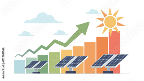 Solar Panels with Increasing Energy Graph.