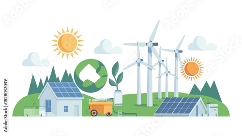 Renewable Energy Wind Turbines Solar Panels.