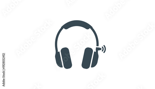 Modern headphones with sound wave emitting from side