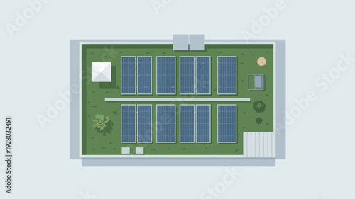 Solar Panel Installation on Roof Top View.