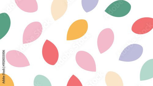 Colorful Teardrop Shapes on White Background.
