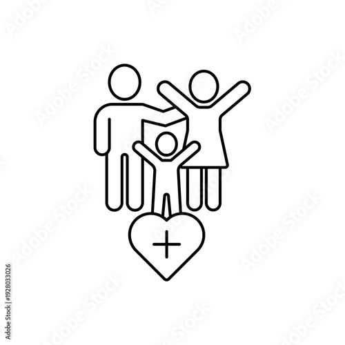 Family healthcare icon, isolated on white background.