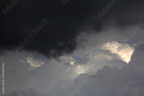 Dramatic Dark Storm Clouds Overcast Sky With Light Breaking Through Thunderstorm Atmosphere
