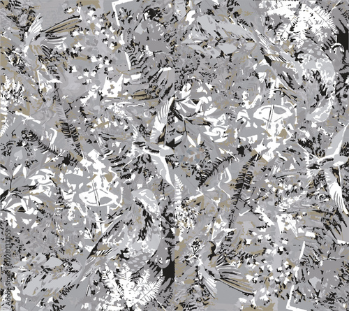 botanic seamless pattern with exotic flowers and leaves, hand drawn background. floral pattern. Tile with tropical leaf