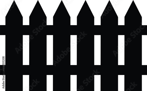 Wooden Fence Silhouette Icon.