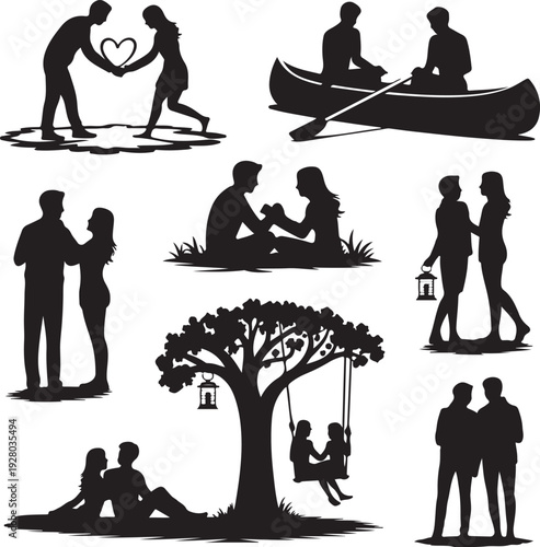 Muslim Couple Silhouette Bundle – Islamic Wedding & Romantic Vector Clipart Collection