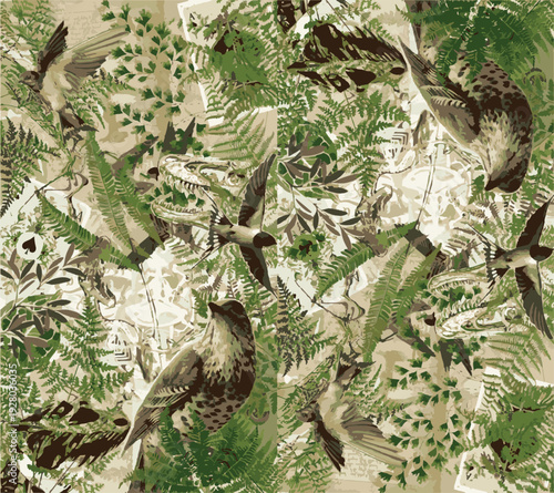 botanic seamless pattern with exotic flowers and leaves, hand drawn background. floral pattern. Tile with tropical leaf