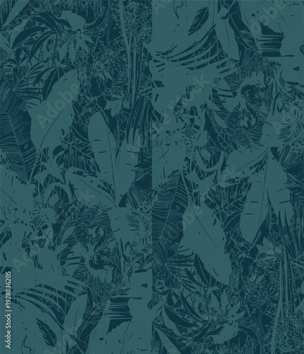 botanic seamless pattern with exotic flowers and leaves, hand drawn background. floral pattern. Tile with tropical leaf