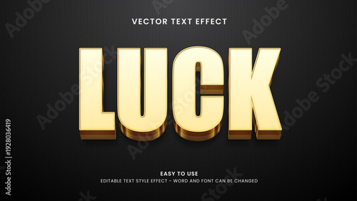 editable text effect luck 3d style premium vector