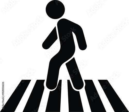 Pedestrian Crossing Silhouette Icon.