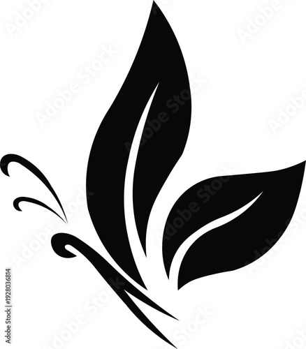 Black Butterfly Silhouette Vector Icon.