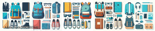 Vector of male student accessories