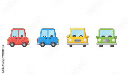 Cartoon Car Set — Four Colorful Flat Vector Vehicles